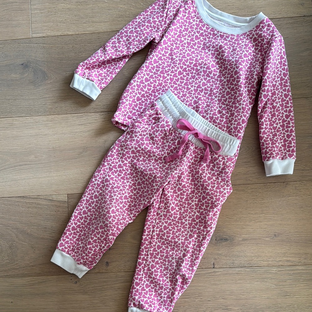 Pink and White Leopard Print Sweat Set